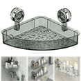 thumbnail image 2 of Corrugated Suction Cup Storage Holder Corner Shower Caddy Large Organizer Bathroom Shelf Clear Acrylic Shower Tray Shelves Inside Floating Shower Wall Shelf Bath Basket Rack Heavy Duty(Gray), 2 of 9