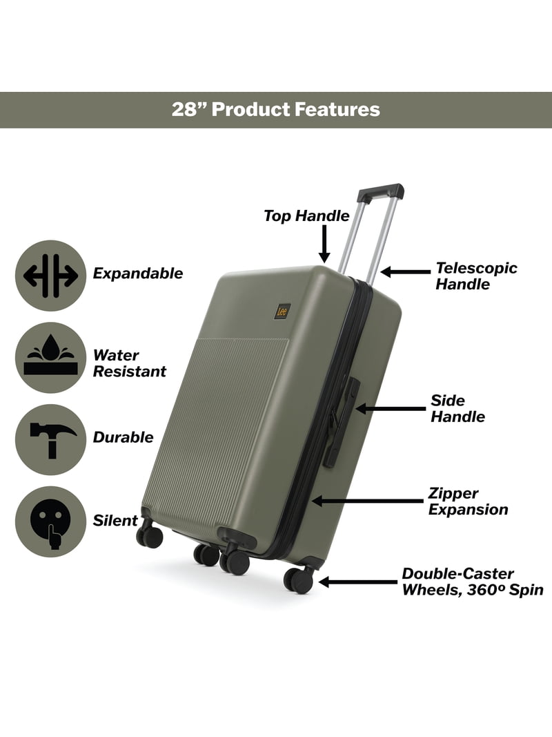 Lee 21/28 in Unisex 2-Piece Luggage Set, Olive - Walmart.com