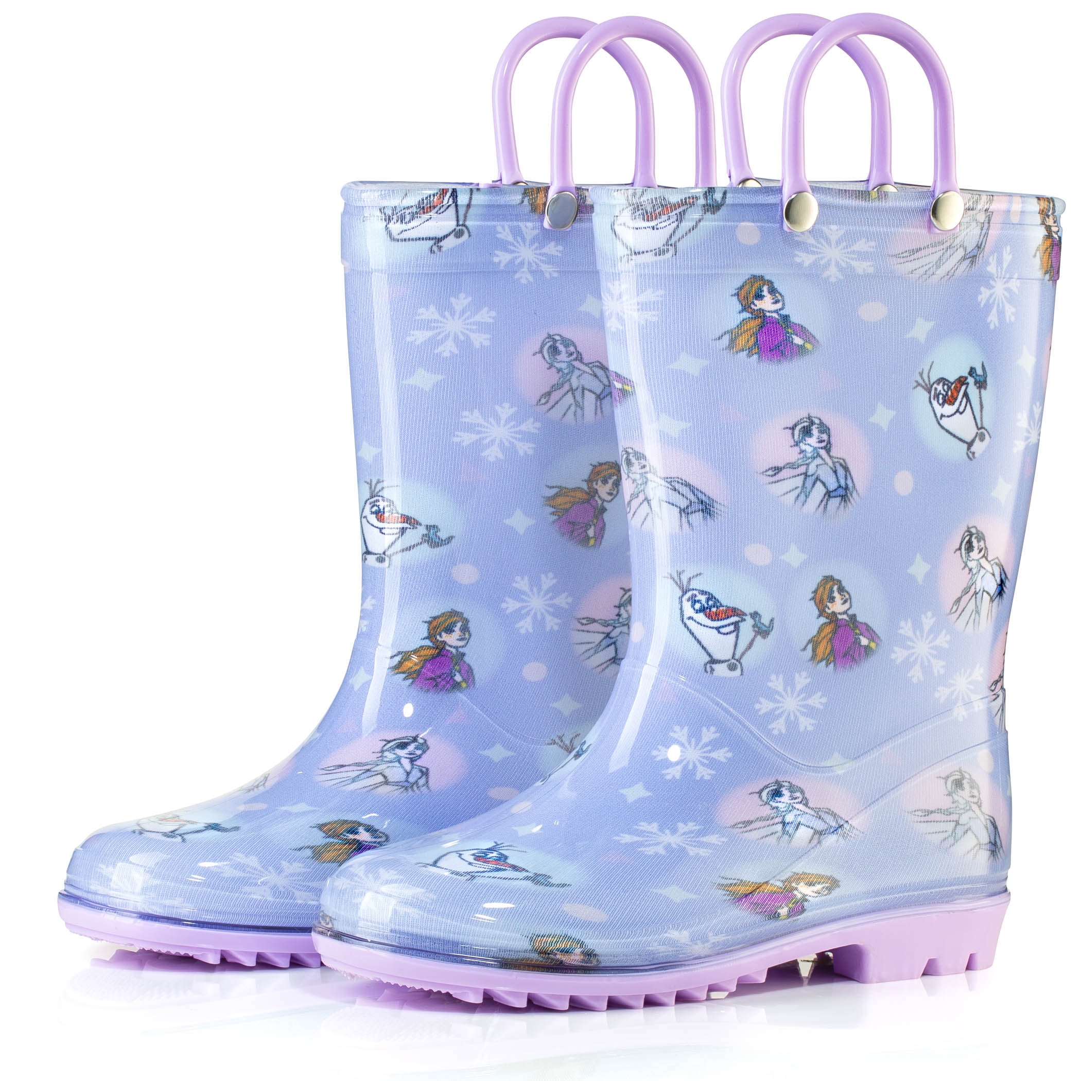 Disney Girl's Shoes Waterproof Rain Boots Mid Calf, Round Toe Purple, 6