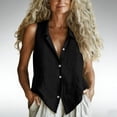 thumbnail image 3 of Womens Button Down Vest Summer Sleeveless Tank Tops Solid Color V Neck Casual Vest Vacation Boho Tank Top, 3 of 8