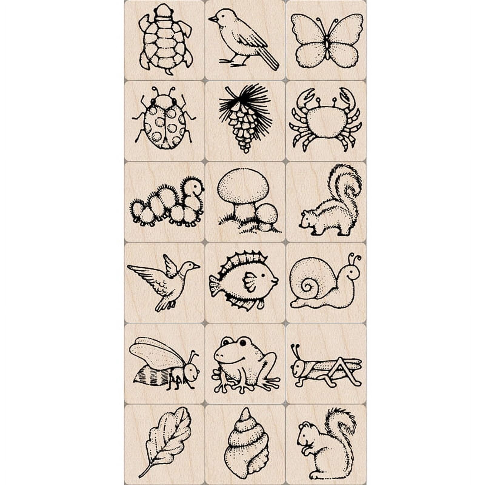 Hero Arts Ink N Stamp Nature Mix Stamp Set with Stamp Pads, 1 X 1 in, Assorted Bright Color, Set of 20