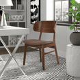 thumbnail image 2 of Modern Farmhouse Walnut Wood Finished Dining Chairs with Elbow Back, Upholstered Fabric Cushion Seat, Set of 2, 2 of 10