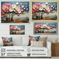 thumbnail image 4 of Designart "Dynamic Petal Dance White and Pink Tree II" Landscapes Framed Wall Art - Country Pink Tree Hallway Framed Wall Art Decor, 4 of 6