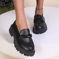 thumbnail image 2 of Wensltd Fashion Loafers Women Thick Sole Shoes Low Heel Round Toe Outdoor Daily Casual Comfort Plus Size Shoes Black, 2 of 8
