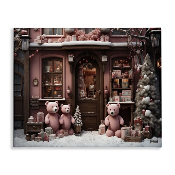 Stupell Industries Cottage Christmas Shop with Bears Canvas Art, 20 x 16, by RB