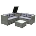 thumbnail image 2 of Patio Chat Set with Storage Box, 4 Piece Patio Wicker Furniture Set with Coffee Table, 2 Sofas, PE Rattan Outdoor Conversation Sectional Sofa Set with Gray Cushions for Backyard, Porch, Garden, L3579, 2 of 9