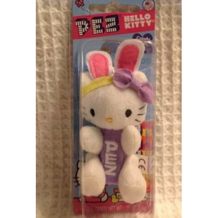 PEZ Candy Hello Kitty Easter Plush, 1 Candy Dispenser Plus 1 Roll Assorted Fruit Candy, 1 count, 0.29 oz