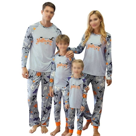 

Glonme Crew Neck Halloween PJ Sets Mommy Dad Child Soft Festival Nightwear Loungewear Matching Family Pajamas Set Style F Mom-XL