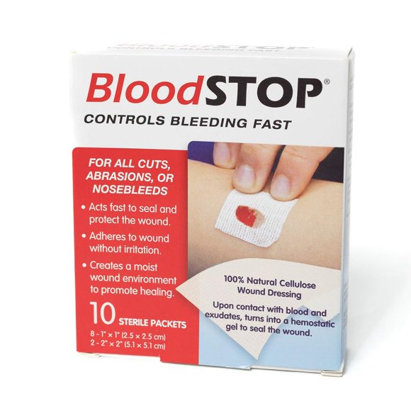 Apósito hemostático BloodStop para control de heridas, 10 unidades
