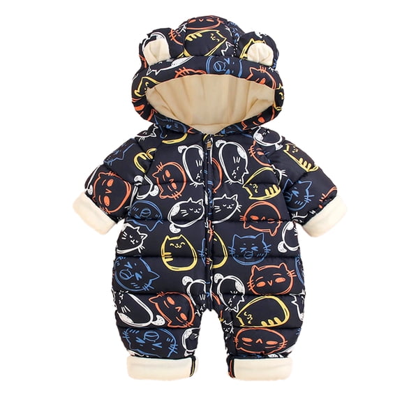Chenyin Baby Newborn Snowsuit Onesies Cotton Bodysuit Hooded Jumpsuit Fall Winter Long Sleeve Romper for Girls Boys 0-24 Months