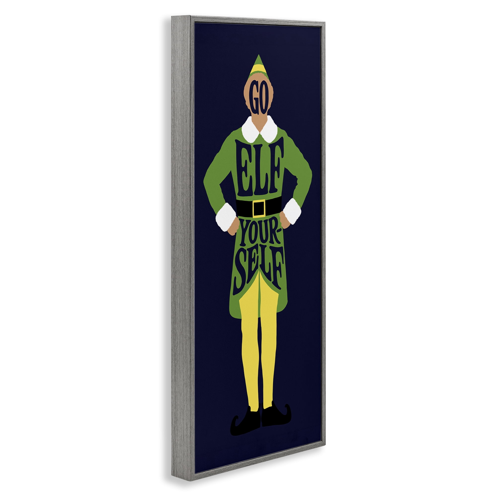Stupell Industries Sassy Go Elf Yourself Holiday Painting Gray Framed Art Prints Wall Art, 10 x 24