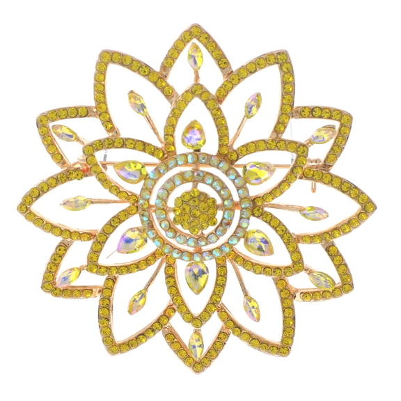 Large Crystal Flower Brooch