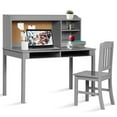 thumbnail image 1 of Giantex Kids Desk and Chair Set, Children Study Writing Desk w/Chair, Student Wooden Computer Workstation, Grey, 1 of 8