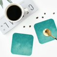 thumbnail image 4 of Rateoe Teal Turquoise1 Drawing Drink Coasters Set of 4 Leather Coasters Spill Protection for Table Desk,Durable and Non Slip Leather Coaster ,4 Inches Drink Mats-Square, 4 of 6