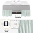 thumbnail image 5 of Blue Ticking Stripe Bed Skirt Queen Size 16 Inch Drop, Farmhouse Vertical Lines Khaki Adjustable Elastic Dust Ruffles Bedskirt for Queen Bed Wrap Around Pleated Mattress Frame Cover, 5 of 9