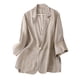 thumbnail image 2 of Chaquetas y abrigos casuales sin capucha de manga larga para mujer Chaqueta lisa con cuello vuelto Abrigo de manga larga Chaqueta de algodón y lino para mujer, 2 of 3