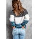 thumbnail image 1 of ABPHQTO Sudadera de mujer gris extragrande de felpa colorblock, 1 of 5