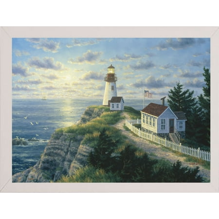 Cape Disappointment Lighthouse-RANVAN8281 Print 20.25"x27.25" by Randy Van Beek in a Affordable White Medium