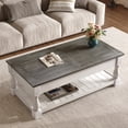 thumbnail image 4 of Atumcto Farmhouse Lift Top Coffee Table with Storage, 2-Tier Wood Center Table with 3 Hidden Trays, White and Gray, 4 of 10