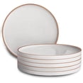 thumbnail image 1 of Mora Juego de 6 platos llanos de porcelana de 10,5 pulgadas, aptos para microondas, horno y lavavajillas, resistentes a los arañazos, color blanco vainilla, 1 of 8