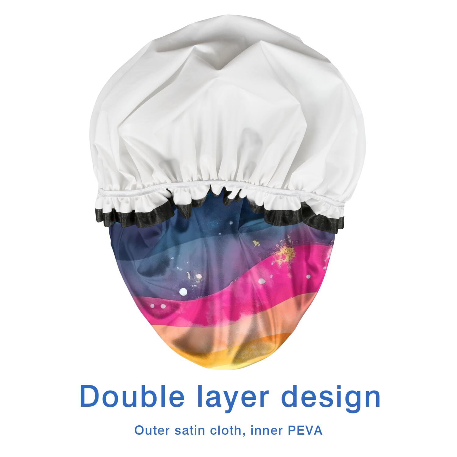 Shower Caps,Colorful Tie Dye Wave Pattern Waterproof Shower Cap for Women 4 Pieces,Double Reusable Hair Cover for Shower PEVA Elastic Stretch Hem