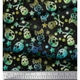 thumbnail image 3 of Soimoi Polyester Crepe Fabric Star,Crossbones & Skull Halloween Print Fabric by The Yard 42 Inch Wide, 3 of 3