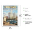 thumbnail image 2 of Chicago Illinois - DuSable Bridge (Michigan Avenue Bridge) - Grey Goose Airlines - Vintage Airline Travel Poster by Kerne Erickson - Fine Art Matte Paper Print (Unframed) 16x20in, 2 of 4