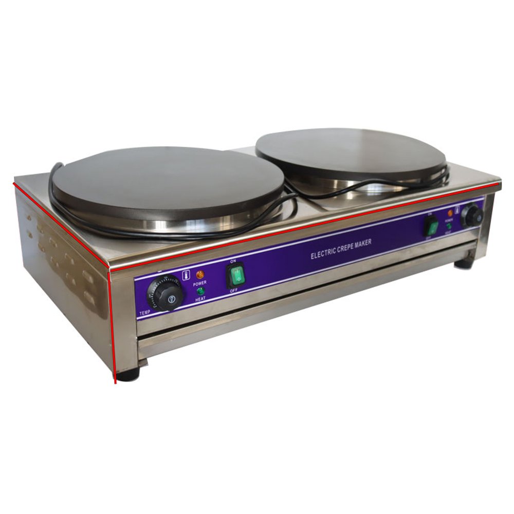 INTBUYING Commercial Electric 15.7"(40cm) Crepe Maker DoubleBurner Pancake Making Machine