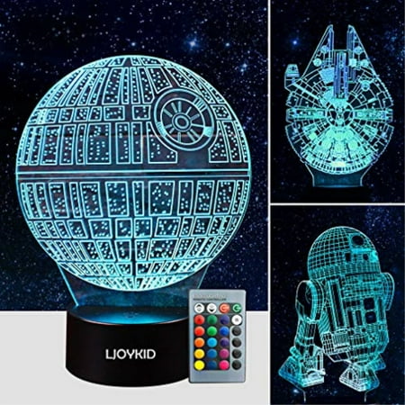 3D Led Illusion Lamp Star Wars Night Light - Three Pattern and 7 Color Change Decor Lamp with Remote Control - Perfect Gifts for Kids and Star Wars