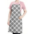 thumbnail image 5 of Black White Plaid Checkered Pattern Apron-Garden Aprons for Women with Pockets-Cotton Linen Waterproof Kitchen Cooking Gardening Aprons Adjustable for Kitchen,Cooking,BBQ and Salon 33x27 Inch, 5 of 7