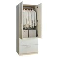 thumbnail image 2 of Rema 2 Door Standing Closet with 2 Drawers, Chrome Hanging Bars, White Wood, 2 of 2
