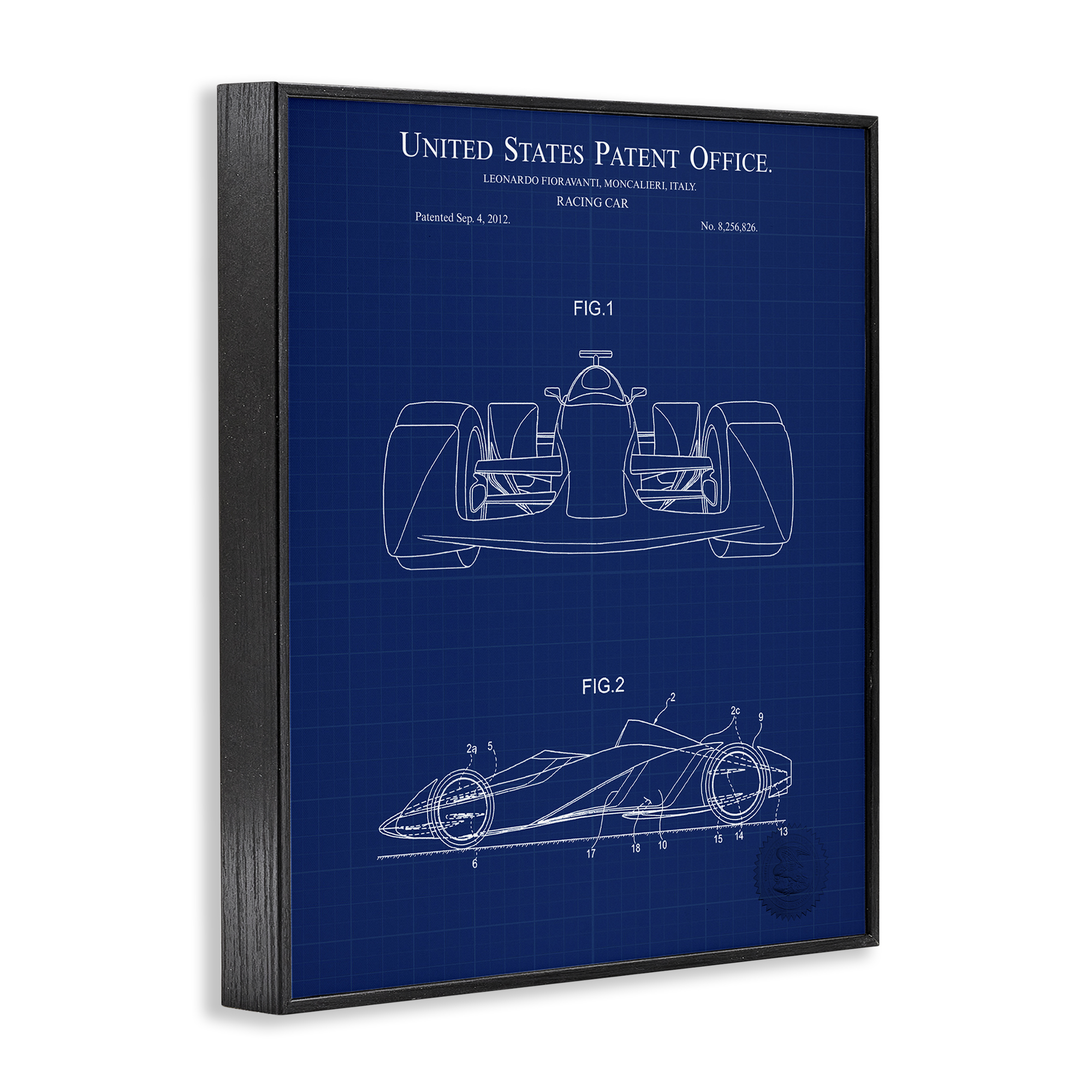 Stupell Industries Racing Car Blueprint Transportation Painting Black Framed Art Print Wall Art, 11 x 14