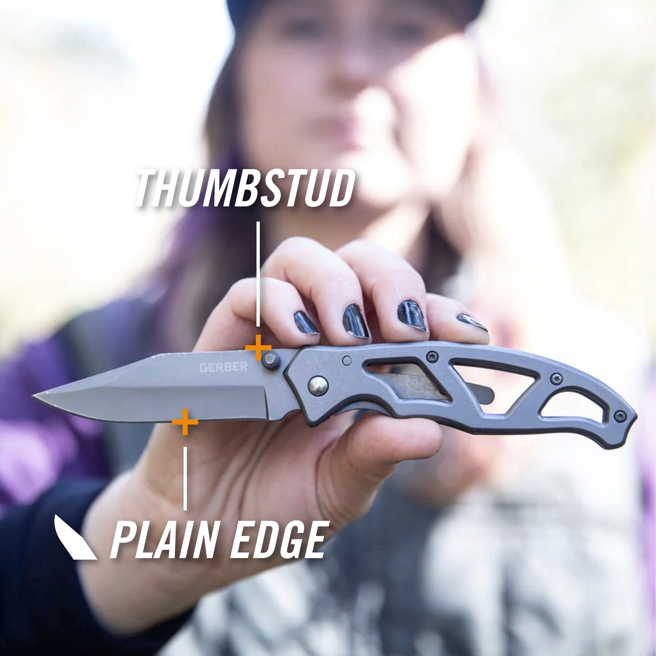 Gerber Paraframe I Folding Knife: 3" Plain Edge Stainless Steel Blade, Lightweight Open Frame Design with Pocket Clip