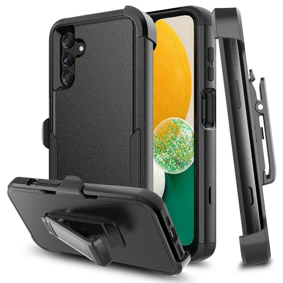 For Samsung Galaxy A04s /A04E Hybrid Shockproof 3-Layer Military Heavy Duty with Swivel Belt Clip Kickstand & Holster Cover ,Xpm Phone Case [ Black ]