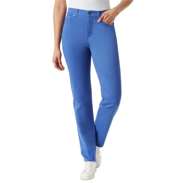 Gloria Vanderbilt Womens Amanda Colored Twill Straight Leg Jeans, Blue, 8