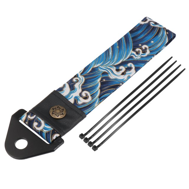 1 Set Car Tow Strap Ancient Japanese Element Trailer Belt with Combination of Sea Waves Pattern Rope Trailer Hook Blue