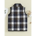 thumbnail image 5 of Kids Spring Autumn Vest Coat Sleeveless Stand Collar Plaid Waistcoat with 2 Pockets, 5 of 10