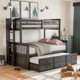 thumbnail image 5 of FOA Hammon Wood Twin over Full Bunk Bed with Trundle and Drawers in Stain Gray, 5 of 12