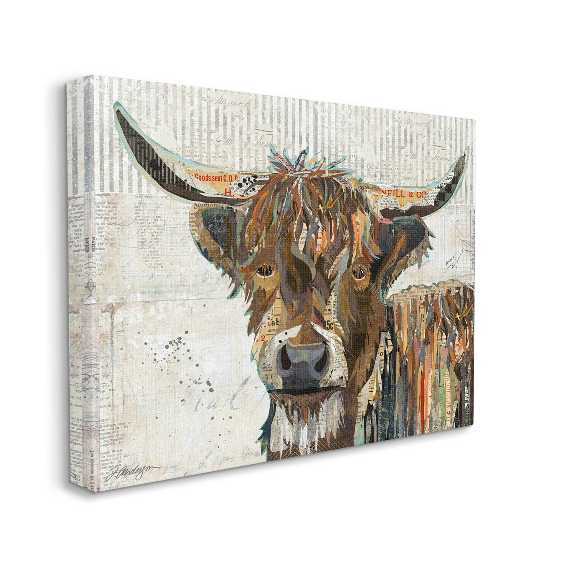Stupell Industries Highland Cattle Cow Collage Portrait Graphic Art Gallery Wrapped Canvas Print Wall Art, Design by Traci Anderson