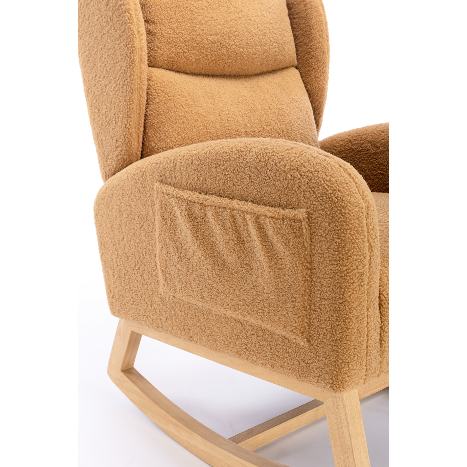 Modern Khaki Rocking Chair With Fabric, 38" D X 28" W 40" H, Sponge & Cotton Filling Color 38"d 28"w 40"h, Wipe Clean