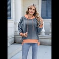 thumbnail image 4 of Sudadera de Rayas de Gran Tamaño para Mujer, Sudadera con Capucha de Bloques de Color, Jersey de Larga, Ropa Y2K Gris Azulado XXL, 4 of 10