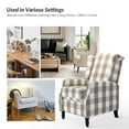thumbnail image 6 of Recliner Chair Push Back Upholstered Wingback Fabric Home Theater Wood Legs Living Room Plaid Beige, 6 of 9