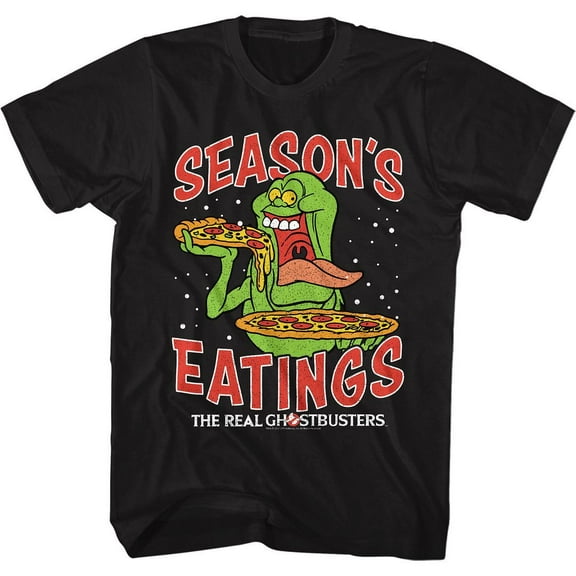 The Real Ghostbusters Seasons Eatings Black Adult T-Shirt