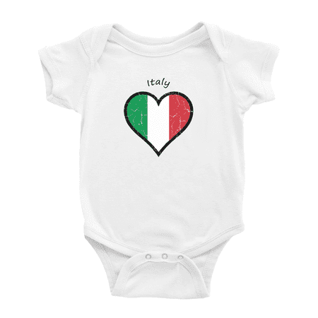 

Italy Flag Heart Love Cute Baby Clothing Bodysuits Boy Girl Clothes