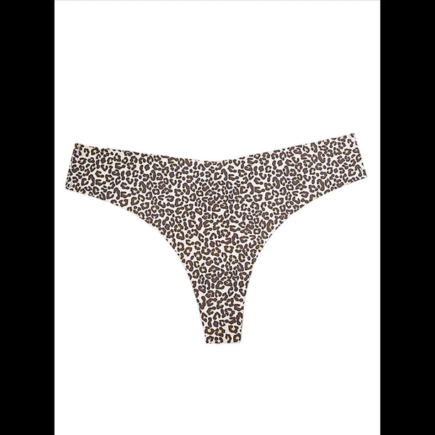 Ropa Interior de Seda Helada para Mujer, Entrepierna de Algodón, Tiro Bajo, Agradable para la Piel, Color Liso, Talla Grande. Estampado de Leopardo XXL