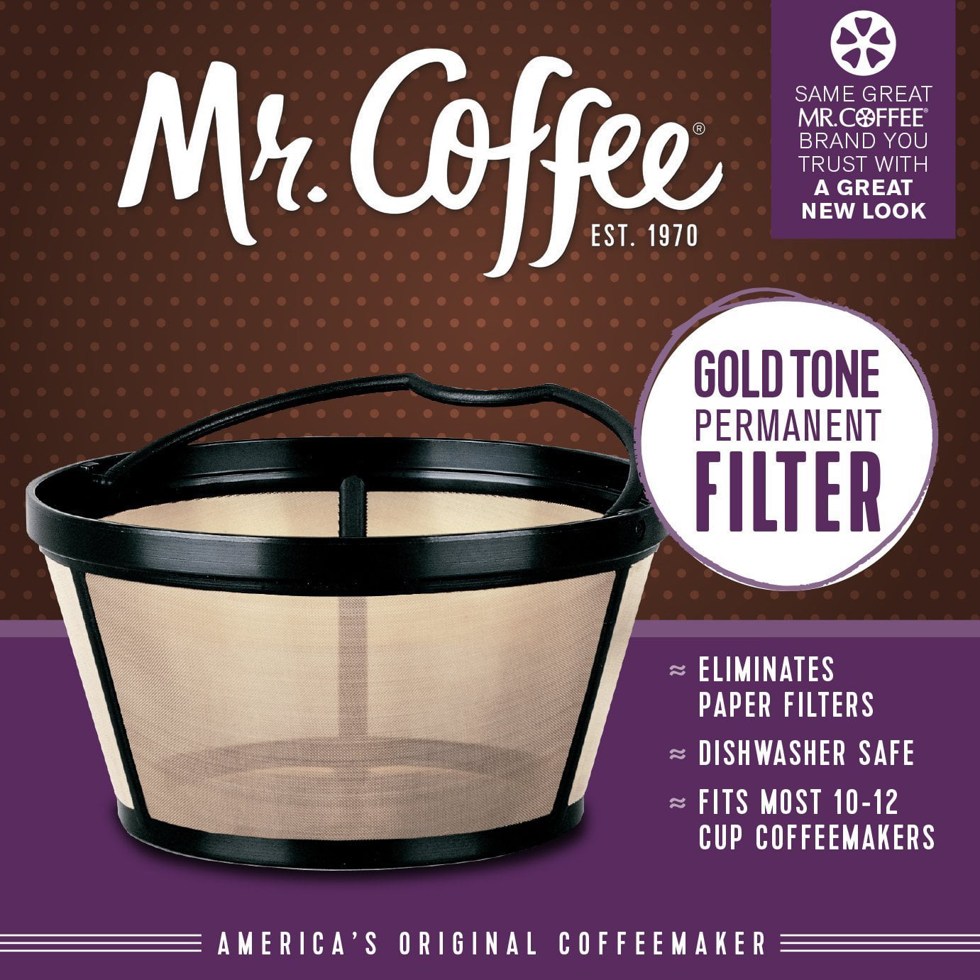 Coffee GTF2-1 Basket-Style Gold Tone Permanent Filter 10-12 cup 2 Pack Mr 