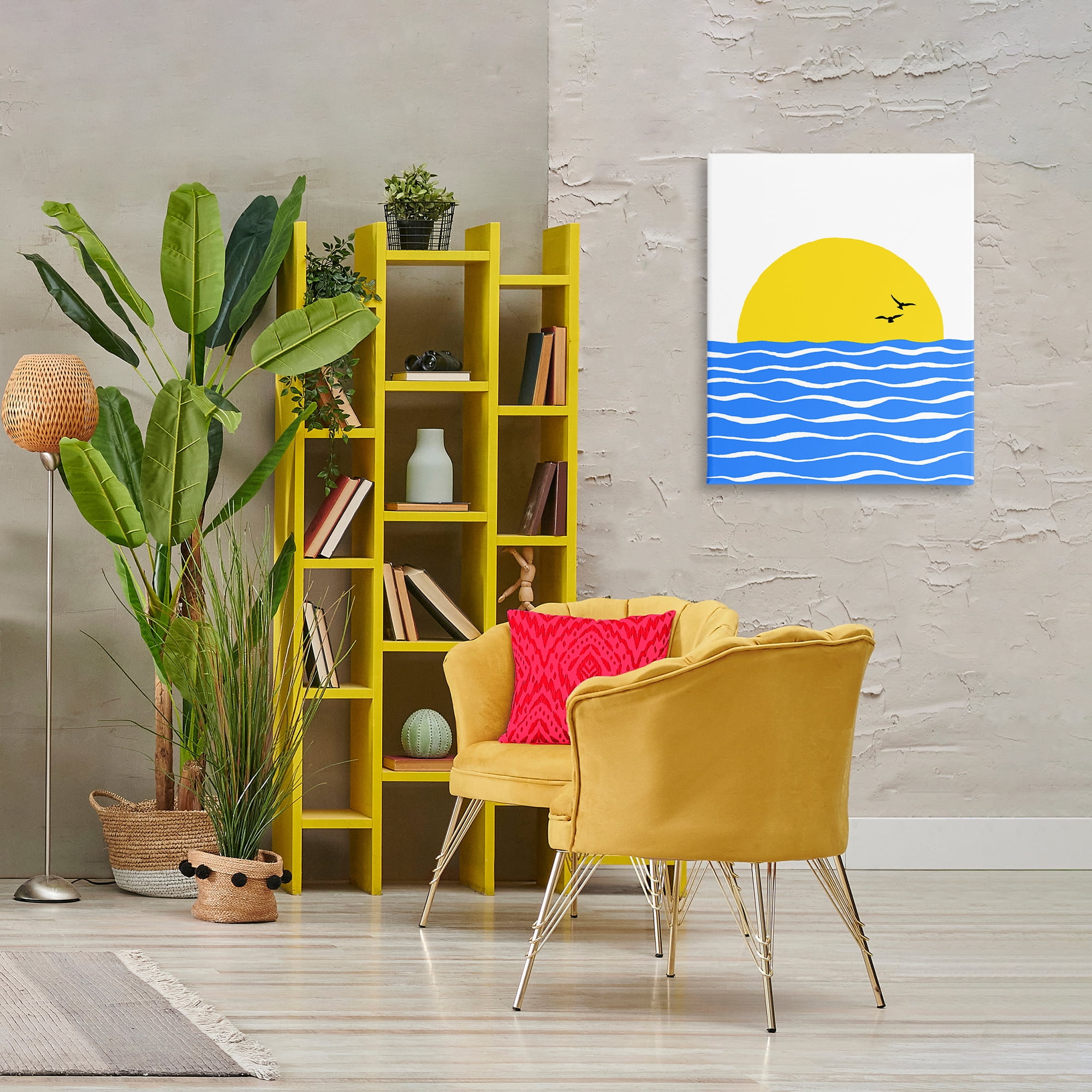 Stupell Industries Birds & Blue Sea Nautical & Beach Painting Wrapped Canvas Art Print Wall Art, 24 x 30