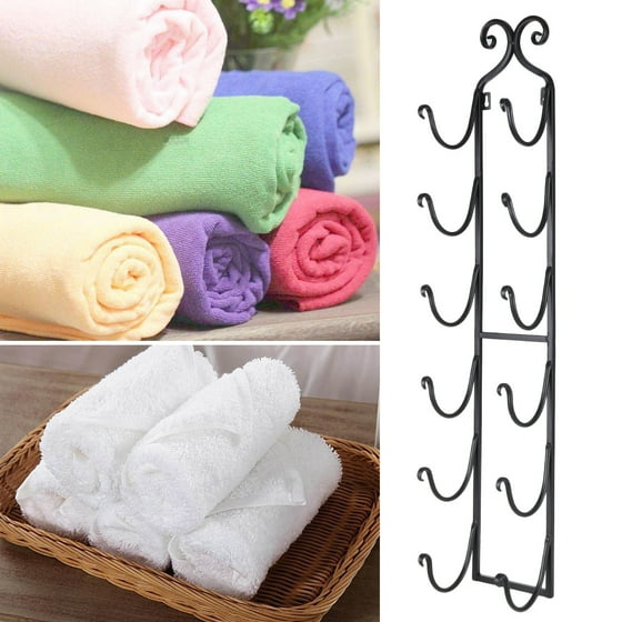 Wine Bottle Rack Bath Towel Holder Wall Mount Home Decor Iron Black Wine Bottle Rack Bath Towel Holder Wall Mount Home Decor Iron Black Wcye