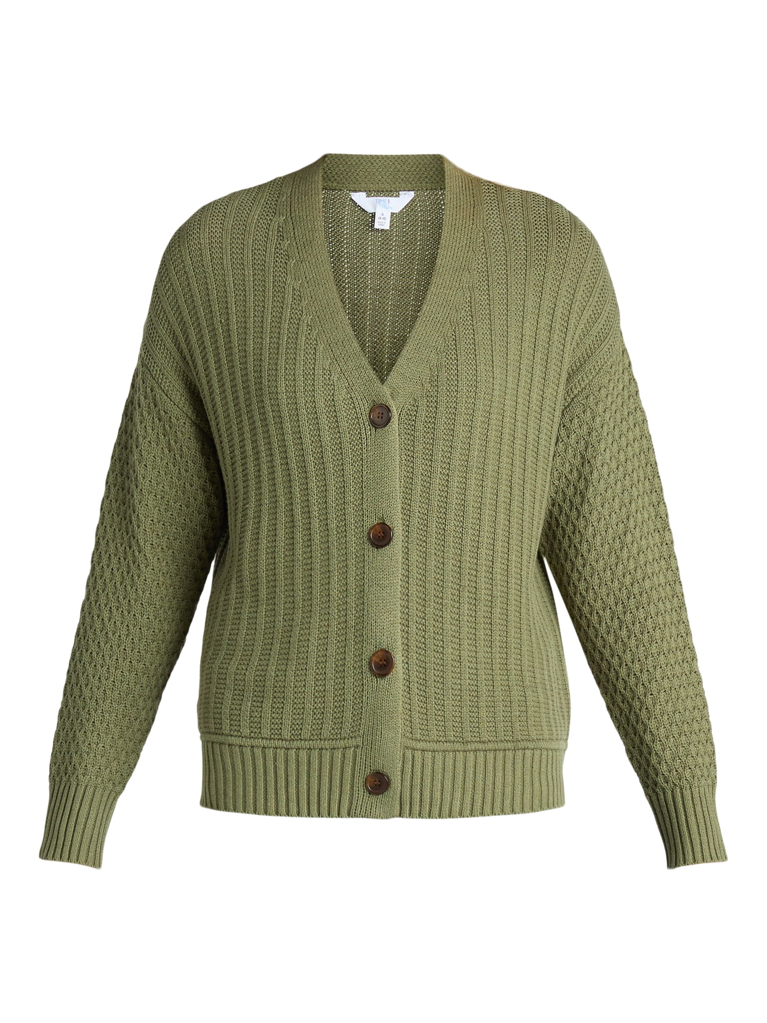 Time and Tru Mixed Stitch Cardigan Sweater - Knit - Walmart.com