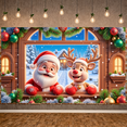 thumbnail image 6 of Red Theme Christmas Banner Christmas Style Reindeer Backdrop Reindeer Santa Claus Image Holiday Background for Christmas Party Family Gathering Xmas Event, 6 of 9